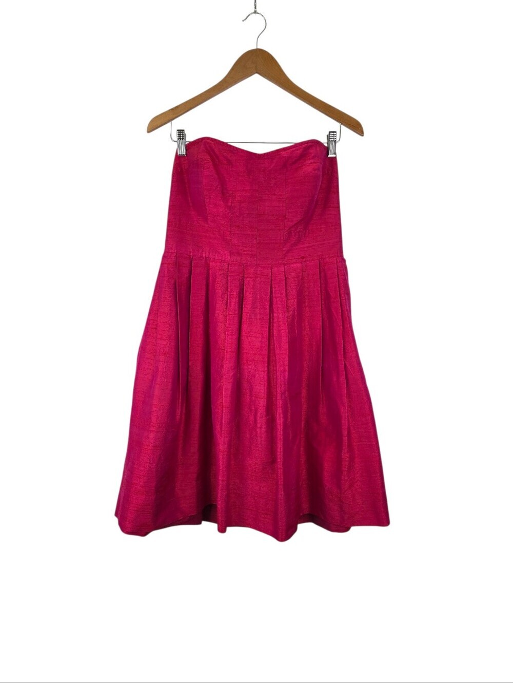 Vintage Donna Morgan Strapless Hot Pink All Silk Strapless Dress Sz 10‎